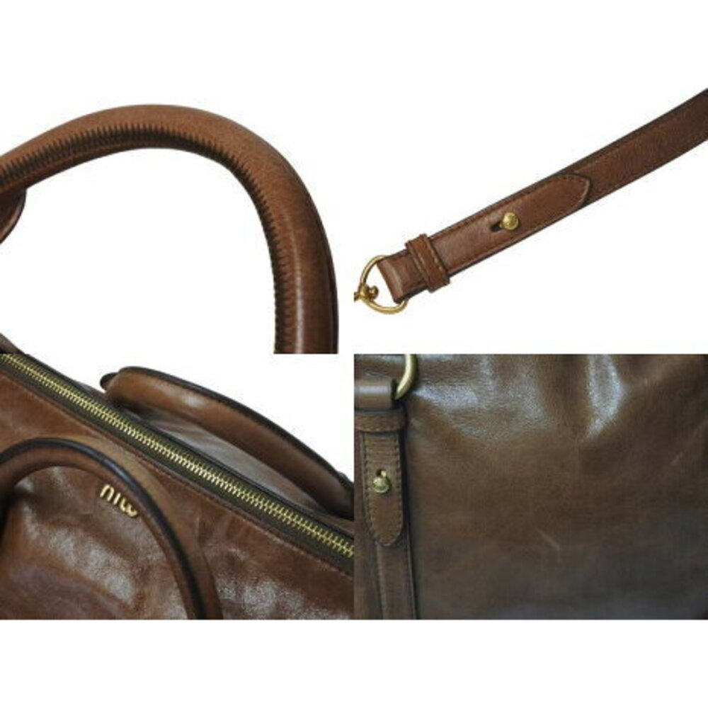 Miu Miu Side Rion Handbag Brown Leather - Picture 6 of 8